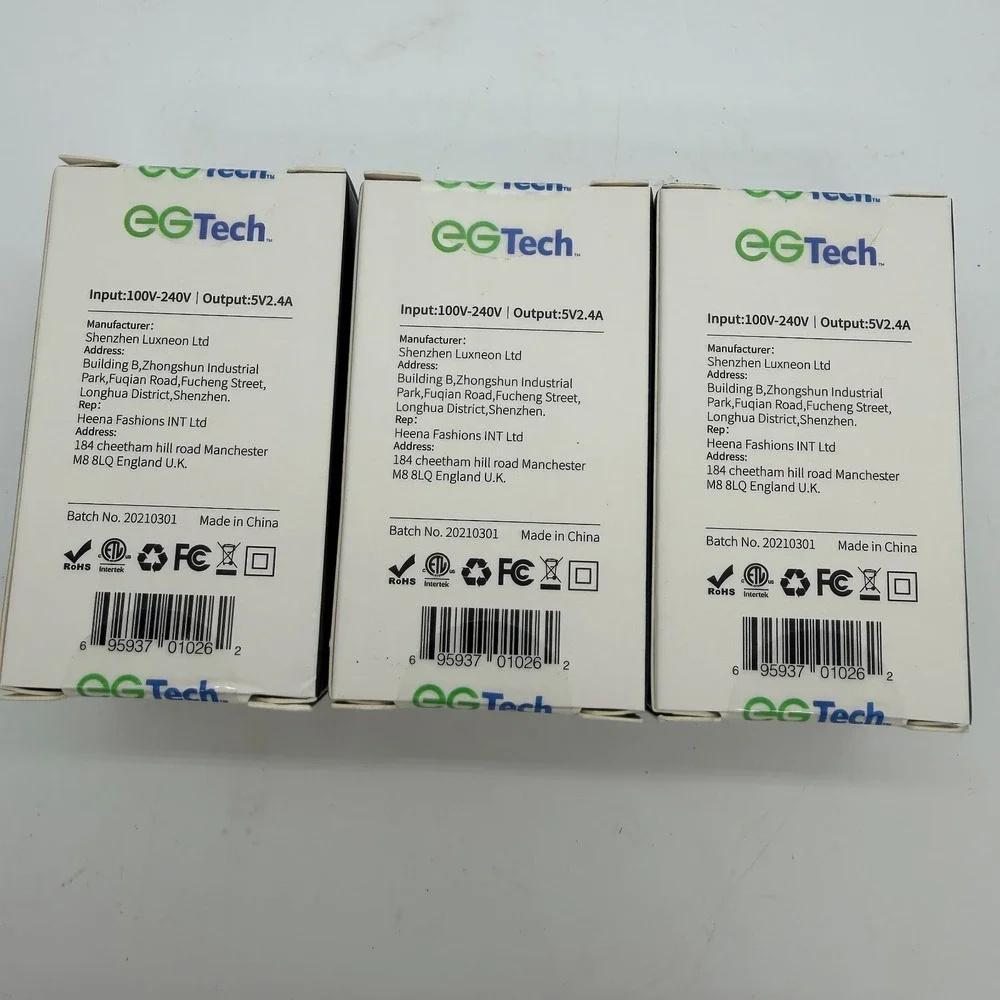 EGTech EGC20 Dual USB Wall Home Chargers 5V 2.4A Fast Charge White - Lot of 3
